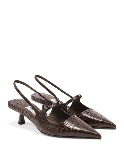 Jimmy Choo Didi 45 Brown Crocodile Effect Neckline In Brown