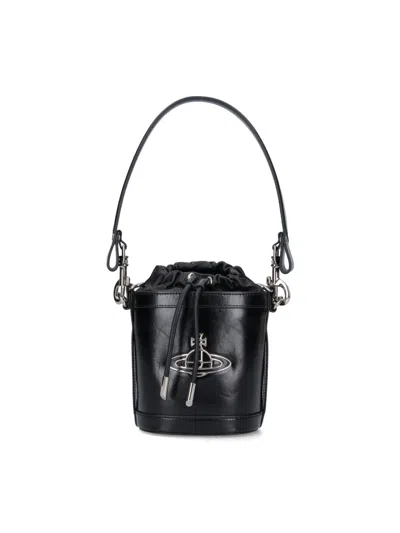 Vivienne Westwood Structured Bucket Bag With Drawstring Closure In Black