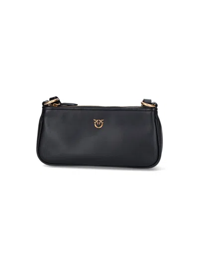 Pinko Leather Mini Baguette Bag In Black