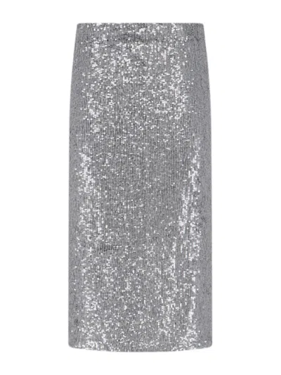 P.a.r.o.s.h Midi Skirt With Elastic Waistband And Sequins In Gray