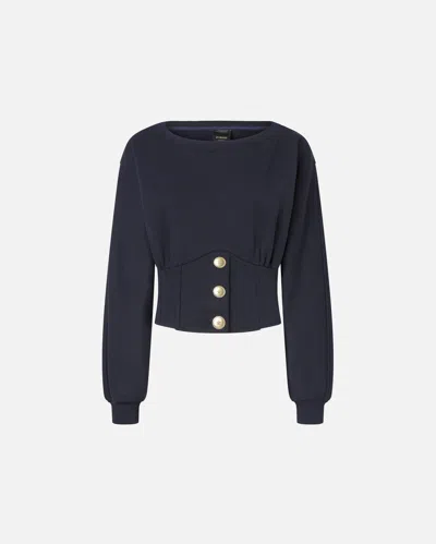 Pinko Sweat-shirt Bustier À Boutons In Blue