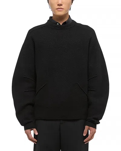 Helmut Lang Boiled Merino Wool Crewneck Sweater In Black