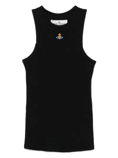 Vivienne Westwood Fitted Black Sleeveless Top With High Neckline In Black