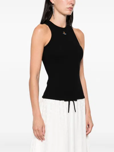 Vivienne Westwood Fitted Black Sleeveless Top With High Neckline In Black