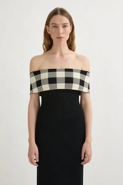 Posse Womens Heritage Plaid Pippa Off-shoulder Knit Midi Dress In Multi