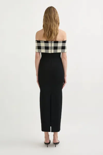 Posse Womens Heritage Plaid Pippa Off-shoulder Knit Midi Dress In Multi