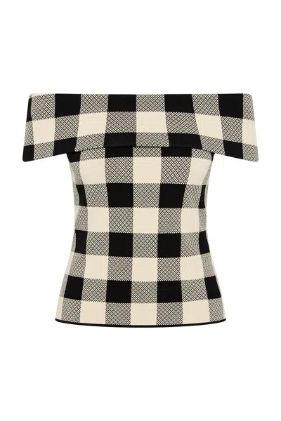 Posse Pippa Checked Off-shoulder Top