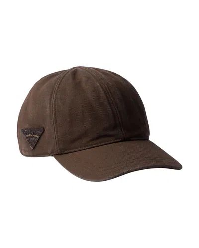 Prada Cotton Baseball Cap In Brown