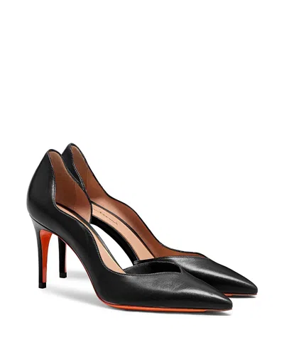 Santoni 85mm Petal Leather Pointed-toe Pumps In Black