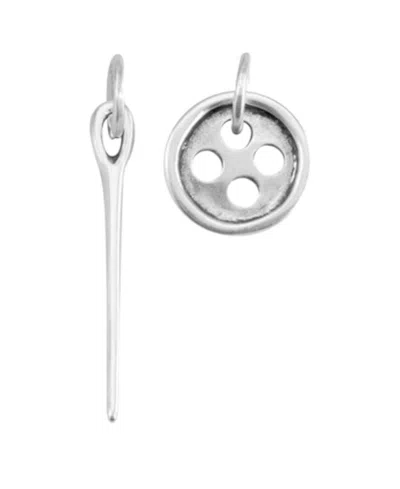 Unode50 Button & Needle Earrings In Silver
