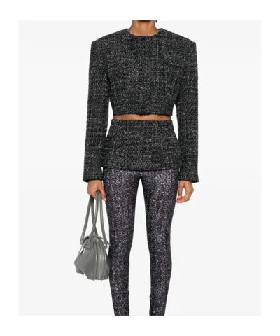 Diesel Cropped Jacket In Bouclé Fabric In Black