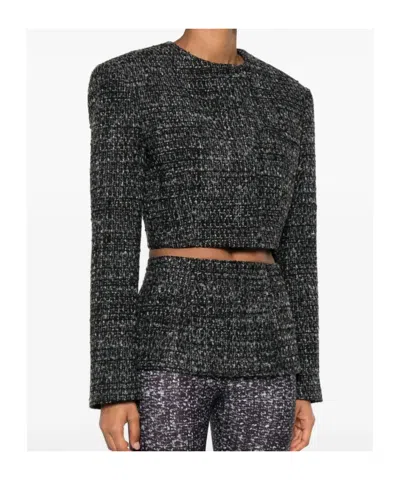 Diesel Cropped Jacket In Bouclé Fabric In Black