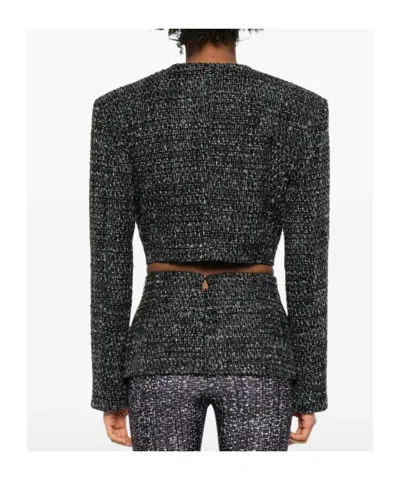 Diesel Cropped Jacket In Bouclé Fabric In Black