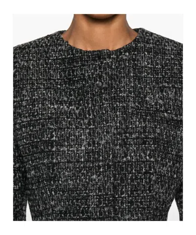 Diesel Cropped Jacket In Bouclé Fabric In Black