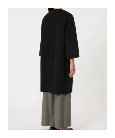 Max Mara Helene Pure Wool Double-faced Collarless Coat In Black