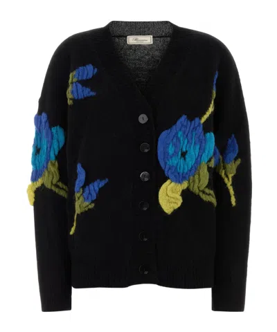 Blumarine Women Black Stretch Nylon Blend Cardigan In Black