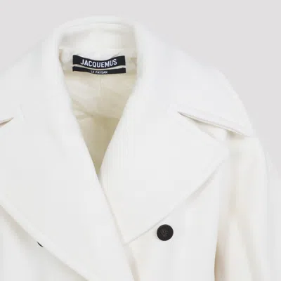 Jacquemus Double-breasted Virgin Wool Coat With Wide Lapel In White