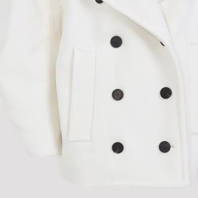 Jacquemus Double-breasted Virgin Wool Coat With Wide Lapel In White