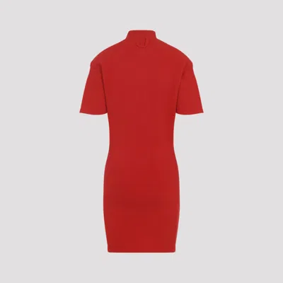 Jacquemus Turtleneck Short Sleeve Knee-length Dress In Red