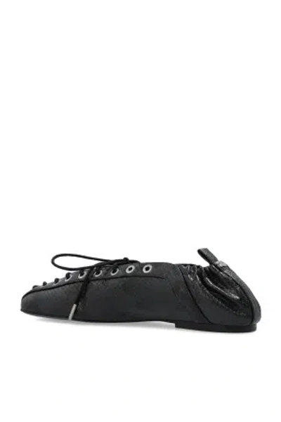 Ganni Lace Up Ballerina | In Black