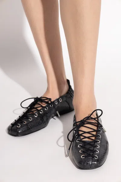 Ganni Lace Up Ballerina | In Black
