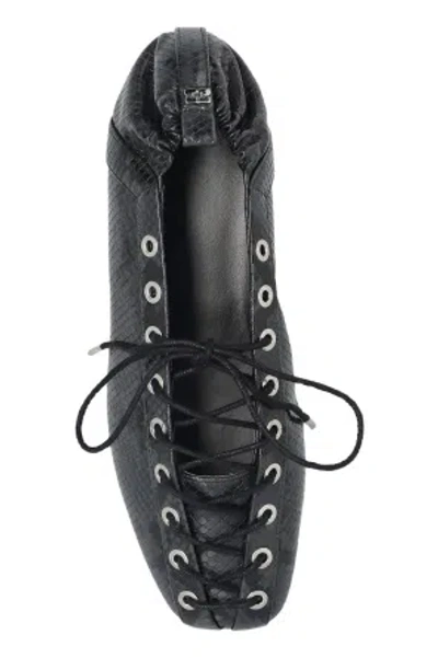 Ganni Lace Up Ballerina | In Black