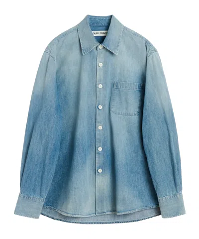 Our Legacy Long Sleeve Shirt With Chest Pocket Design In Blue