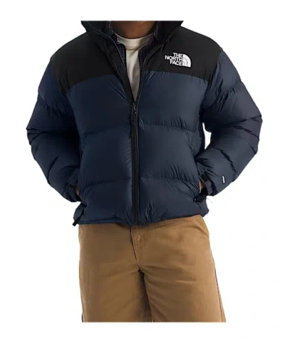 The North Face Padded High-collar Down Jacket With Detachable Hood In Blue