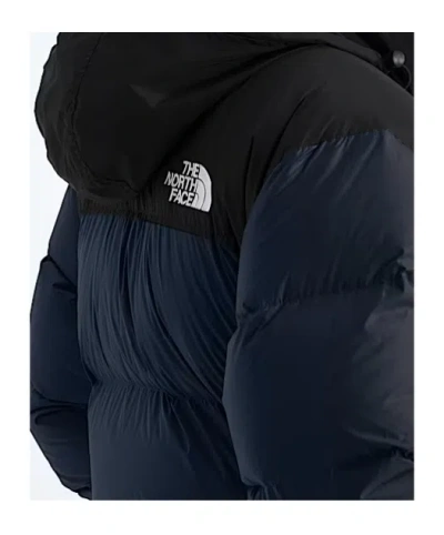 The North Face Padded High-collar Down Jacket With Detachable Hood In Blue