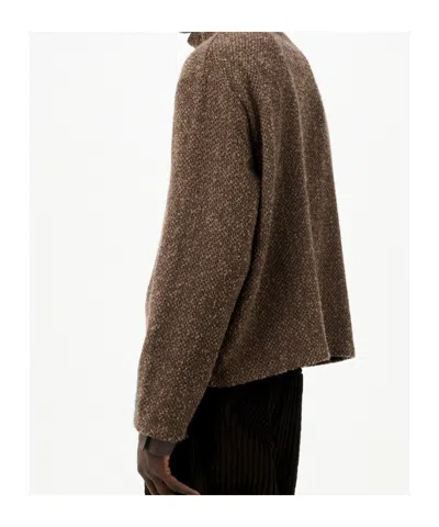 Our Legacy Textured Fabric Long Sleeve High Collar Cardigan In Green