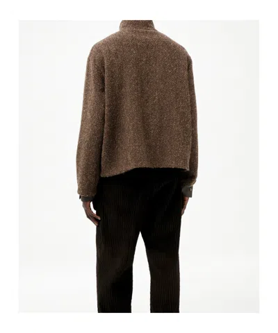 Our Legacy Textured Fabric Long Sleeve High Collar Cardigan In Green