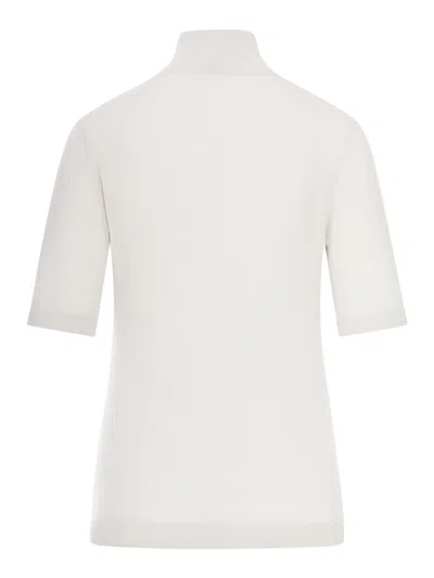 Max Mara Short-sleeved Knitted Pullover In White