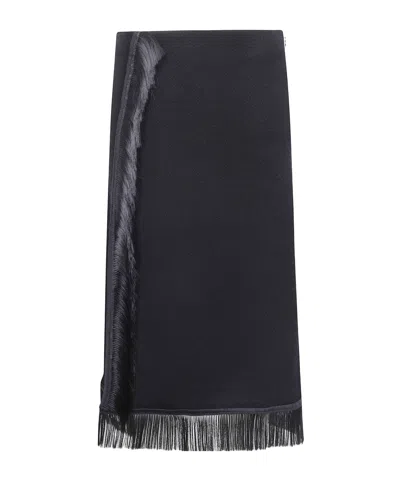 Jil Sander Asymmetric Fringe Midi Skirt In Blue