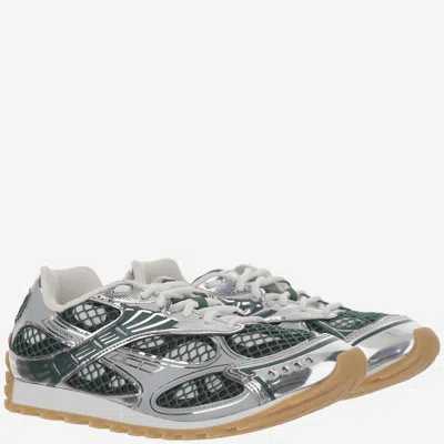 Bottega Veneta Orbit Sneakers With Contrast Stitching And Mesh In Green