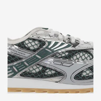 Bottega Veneta Orbit Sneakers With Contrast Stitching And Mesh In Green
