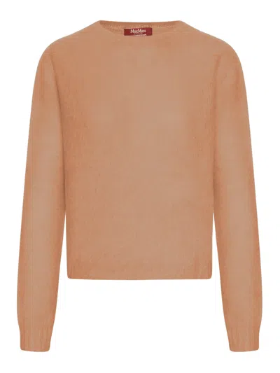 Max Mara Crew Neck Pullover In Orange