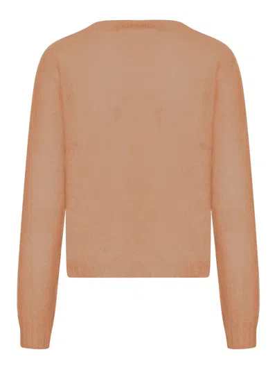 Max Mara Crew Neck Pullover In Orange