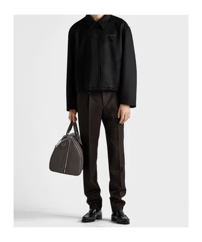 Prada Mens Black Logo-embellished Wool And Cashmere Blouson Jacket In Black