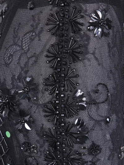 Semicouture Floral Lace Skirt Scalloped Hem In Black