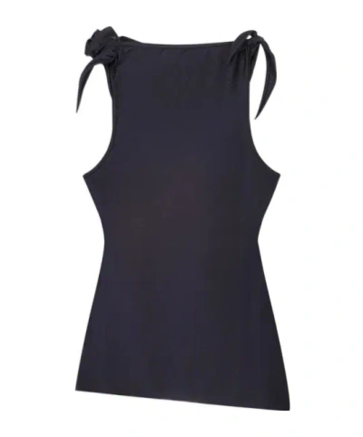 Coperni Black Asymmetric Sleeveless Top With Floral Detail And Cut-out On The Front In Black