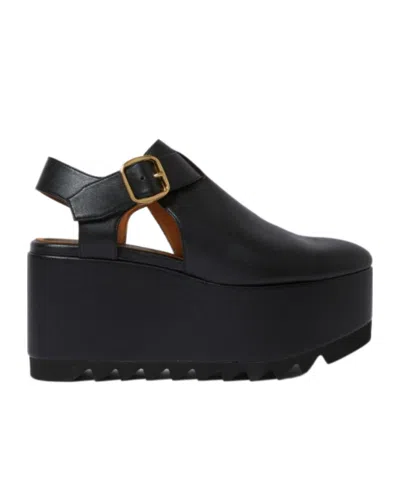 Stella Mccartney Elyse Closed-toe T-bar Platform Sandal In Black