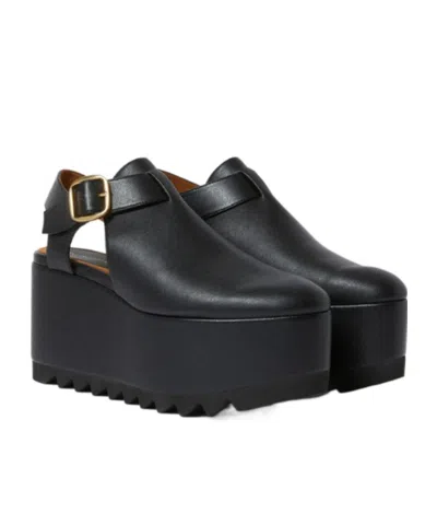Stella Mccartney Elyse Closed-toe T-bar Platform Sandal In Black