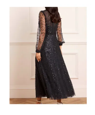 Needle & Thread Sequin-embellishment Long-sleeve Maxi Dress In Black