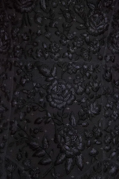 Needle & Thread Rosa Floral-embroidered Maxi Dress In Black