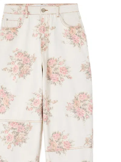 Ganni Flower Jeans In Neutral