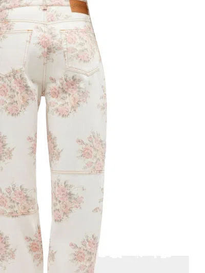 Ganni Flower Jeans In Neutral