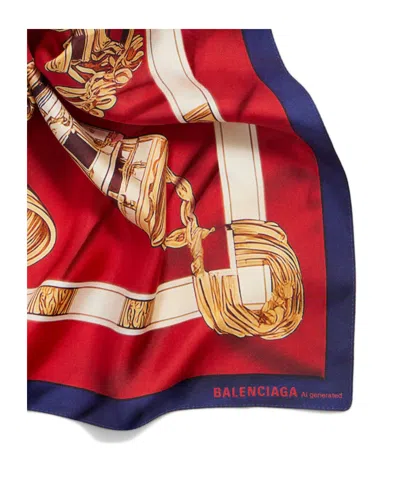 Balenciaga Jacquard-pattern Logo Scarf In Red