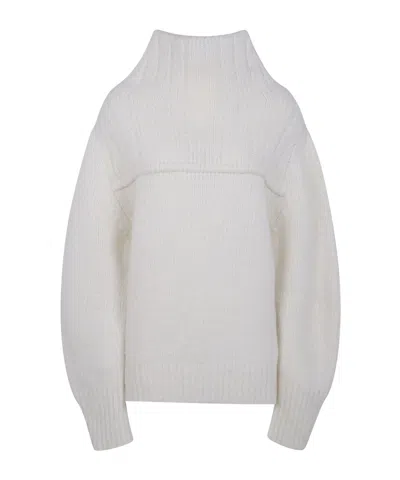 Dries Van Noten Cozy Turtle Neck Knit Sweater In White