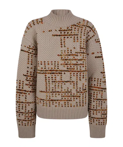 Dries Van Noten Crew Neck Sweater In Mixed Wool In Brown
