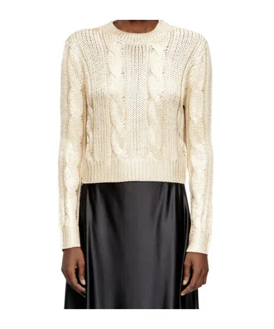 Diesel Cable-knit Jumper With Shiny Effect In Neutral